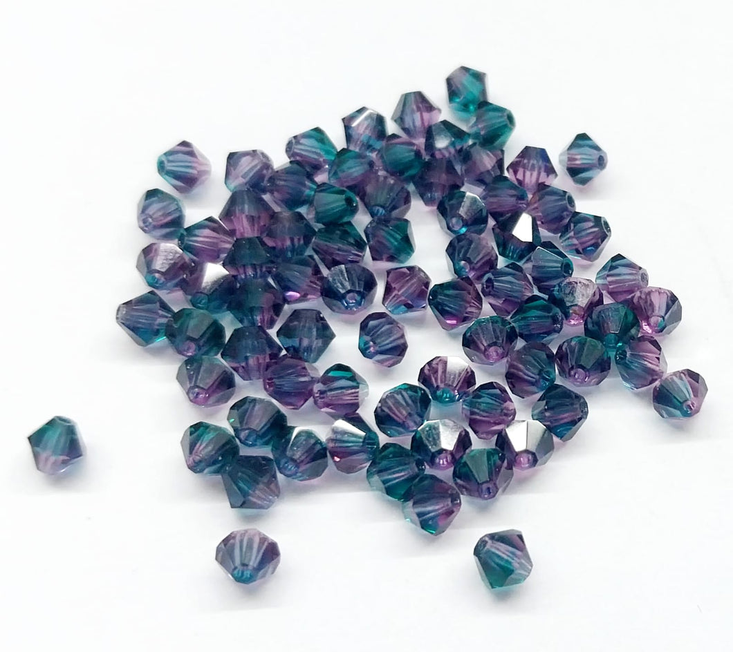 Bead Swarovski Crystals | 4mm | C2 SAT #020 | 25u | Bicolor Morado - verde