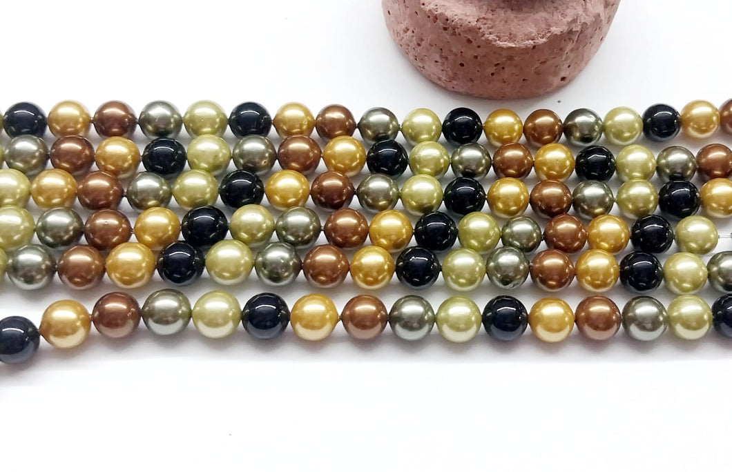 PERLA SHELL | 8MM |MIX DORADO CAFE NEGRO VERDES