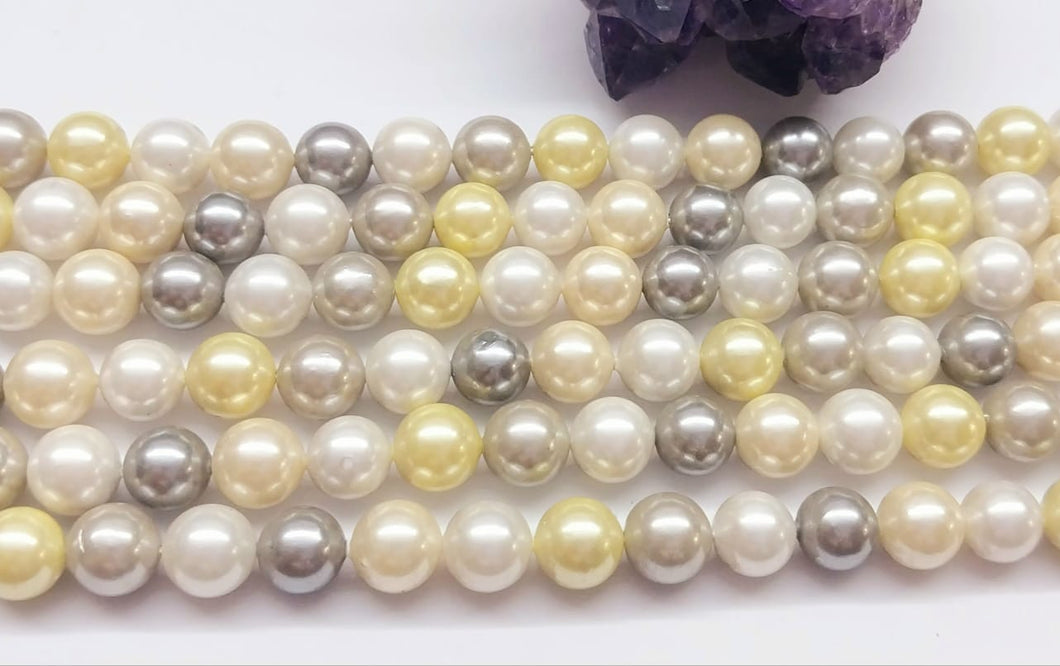 PERLA SHELL | 8MM | MIX BLANCO GRIS CREMA AMARILLO