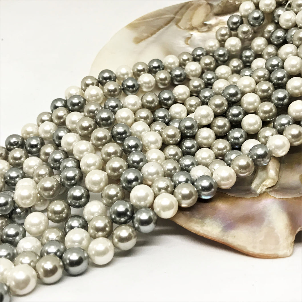 PERLA SHELL | 8MM | MIX GRIS DEGRADÉ BLANCO