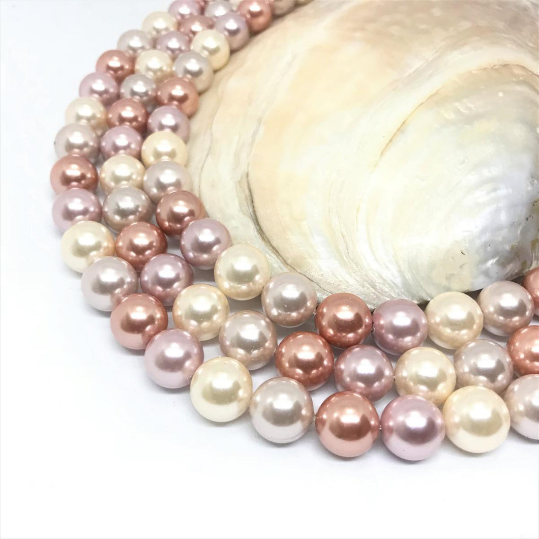 PERLA SHELL | 12MM | MIX ROSADO Y MARFIL