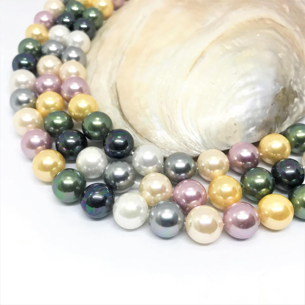 PERLA SHELL | 12MM | MIX VERDE ROSA AMARILLO