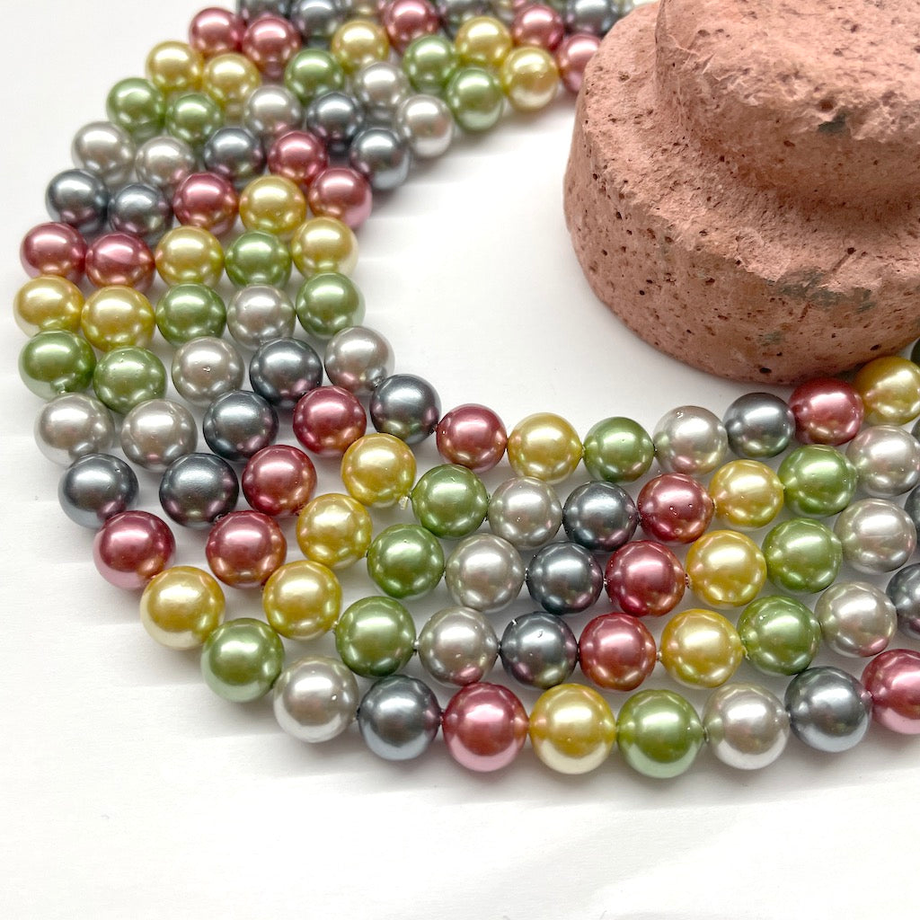 PERLA SHELL | 8MM | MIX GRIS VERDE AMARILLO AZUL FUCSIA