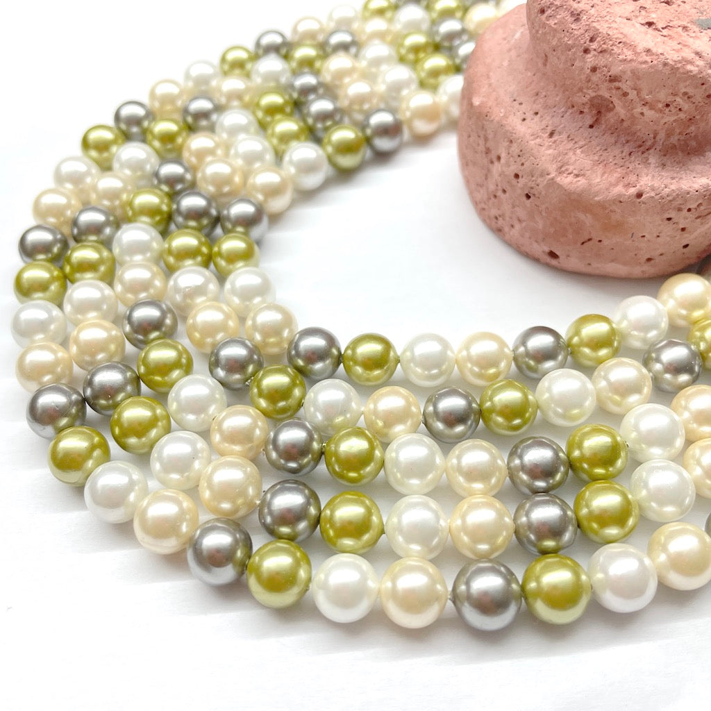 PERLA SHELL | 10MM | MIX BLANCO AMA GRIS