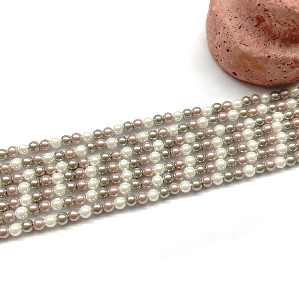 PERLA SHELL | 4MM | MIX ROSADO GRIS BLANCO