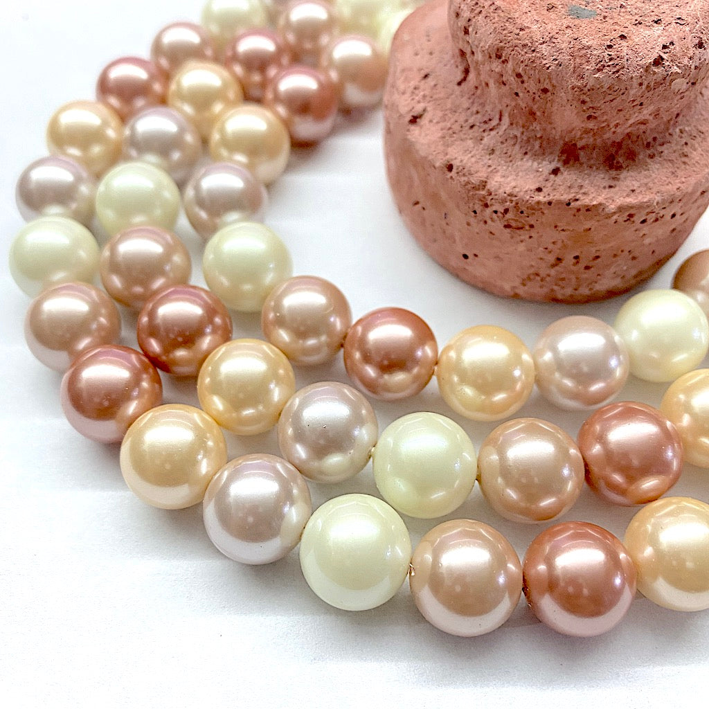 PERLA SHELL | 12MM | MIX BLANCO ROSADO DAMASCO