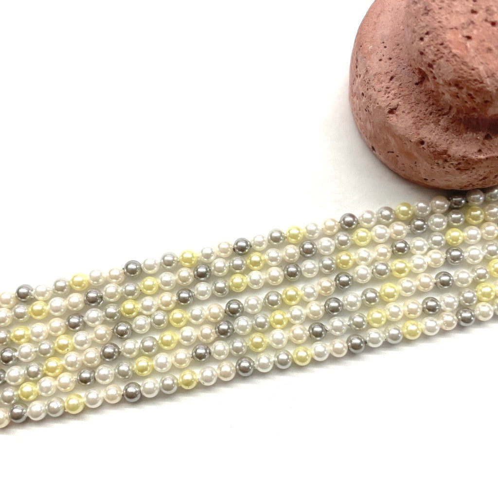 PERLA SHELL | 4MM | MIX BLANCO VERDE GRIS ROSADO CLARO