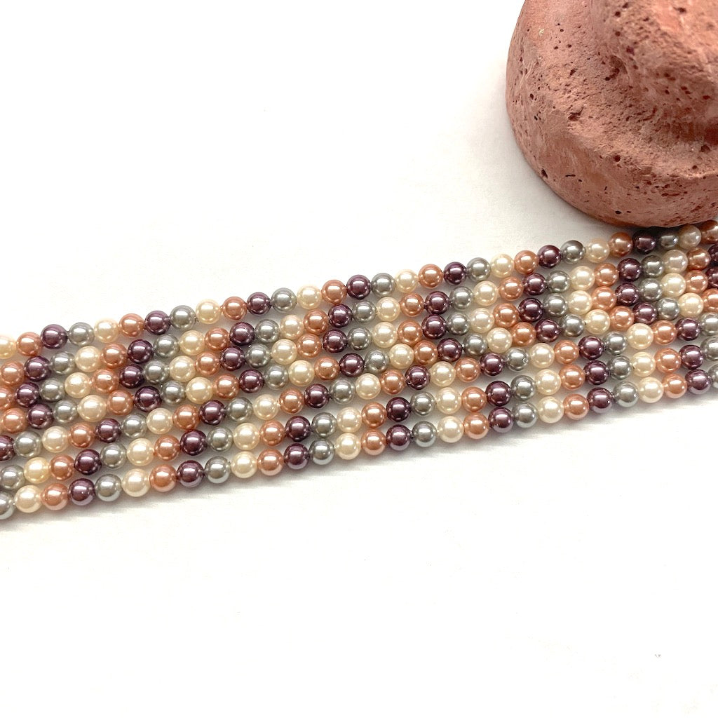 PERLA SHELL | 4MM | MIX GRIS BEIGE MAGENTA CAFE CLARO