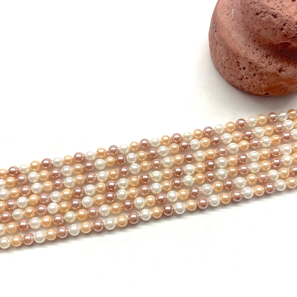 PERLA SHELL | 4MM | MIX BLANCO ROSADO CREMA