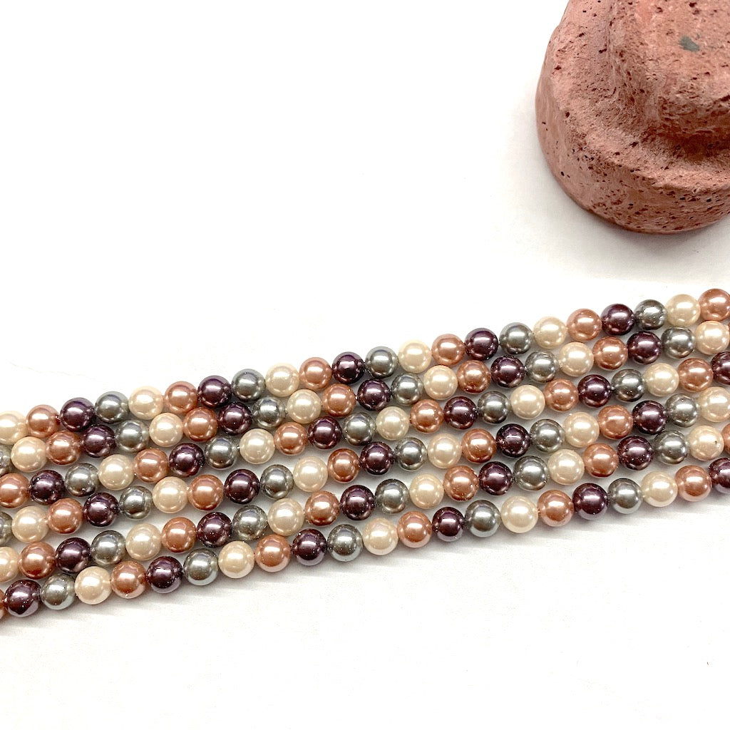 PERLA SHELL | 6MM | MIX MAGENTA GRIS CAFE BEIGE