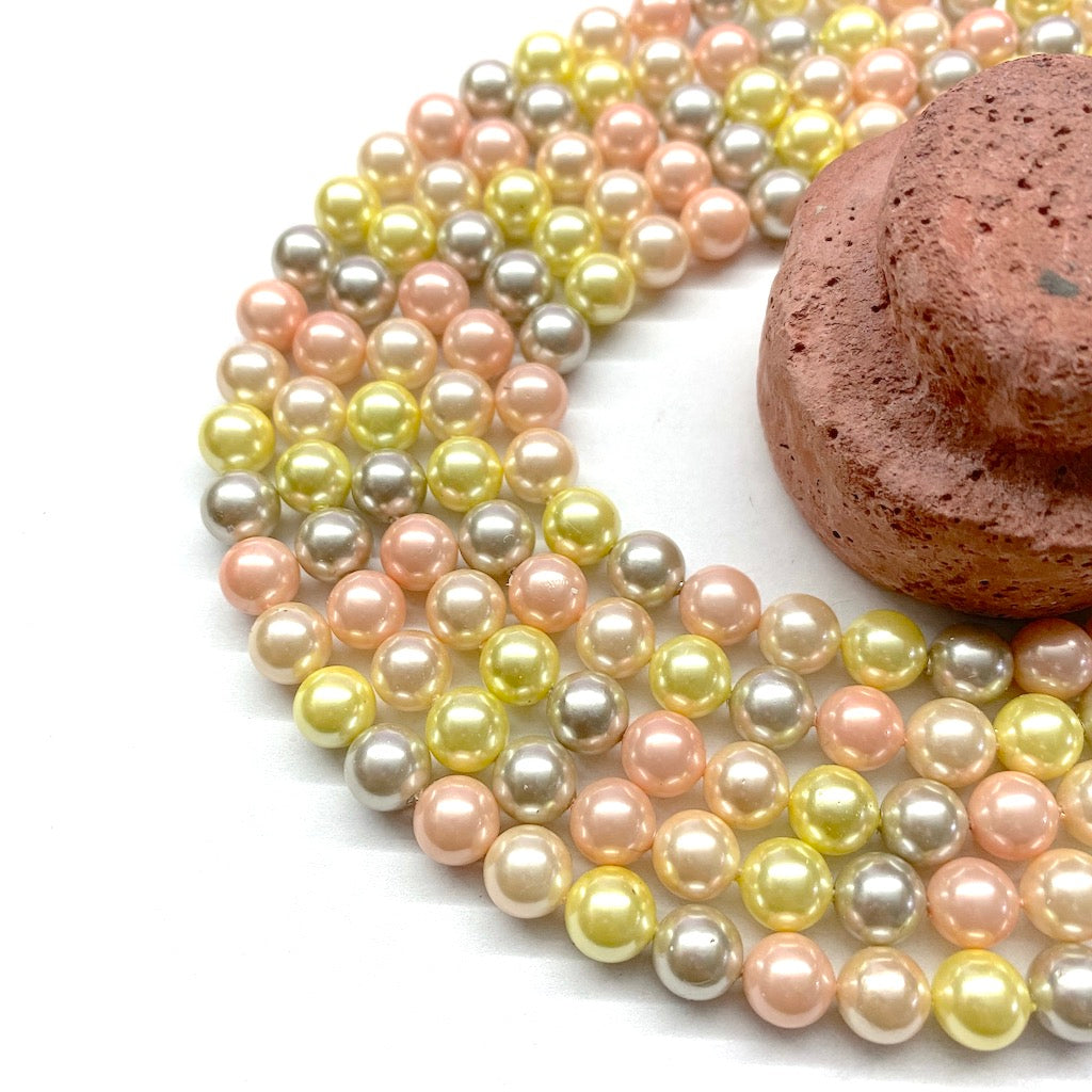 PERLA SHELL | 8MM | MIX ROSADO AMARILLO GRIS CREMA