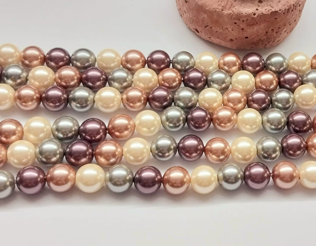 PERLA SHELL | 8MM | MIX CAFE DAMASCO CREMA MAGENTA