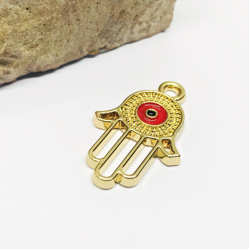 MANO DE FATIMA CON OJO | BAÑO DE ORO 18K | 20MM (C8-71)