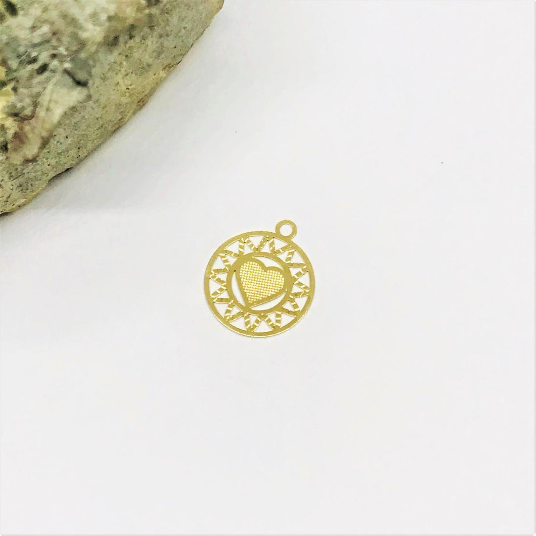 CORAZON CON ESTRELLA | BAÑO DE ORO 18K | 15MM (C7-64)