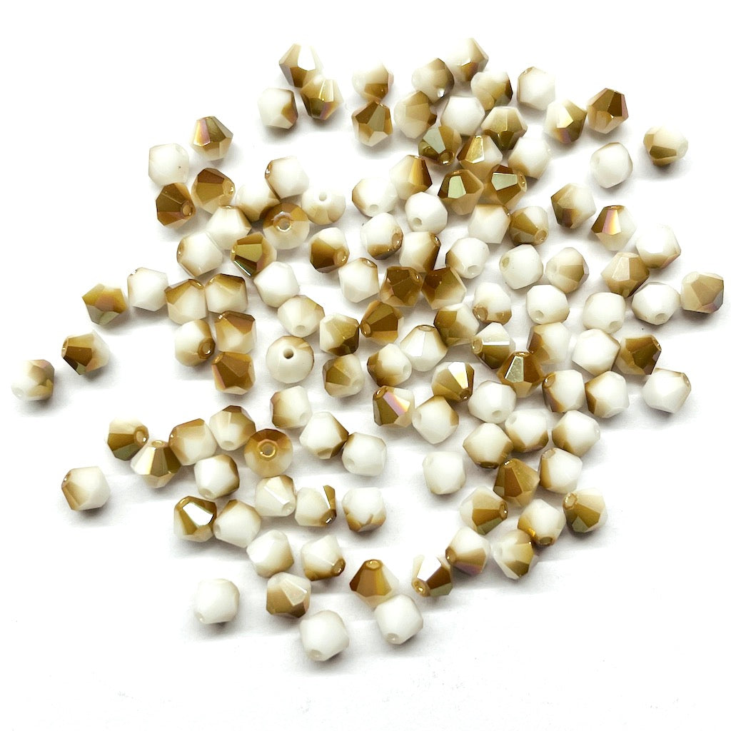 Bead Swarovski Crystals | 4mm | C6 SmT #004 | 25u | Blanco Bicolor cafe