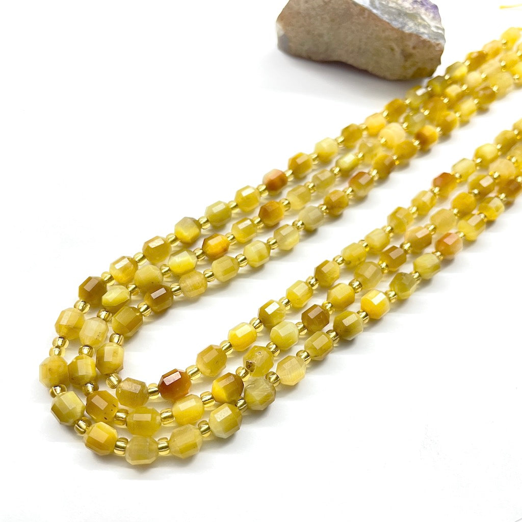 BULLET BEADS | 6X7MM | OJO DE TIGRE GOLD